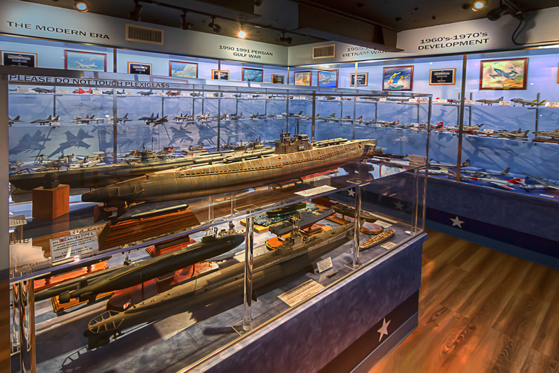 One of the best collections of models I've every seen is on the USS Lexington aircraft carrier. There is a large room with shelves and cases of airplanes, ships and submarines of all sizes, depicting all eras of history. Photo by Tim Stanley Photography.